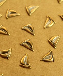 20 pc. Tiny Antique Brass Plated Sailboat Stampings - Left : 7mm by 9mm - made in USA | AB-190