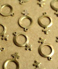 12 pc. Antique Brass Plated Female Symbol Charms: 17mm by 10mm - made in USA | AB-244