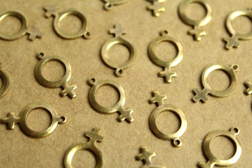 12 pc. Antique Brass Plated Female Symbol Charms: 17mm by 10mm - made in USA | AB-244