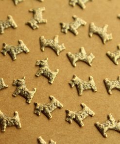 10 pc. Tiny Antique Brass Plated Scottish Terrier Dogs: 8mm by 7mm - made in USA | AB-258