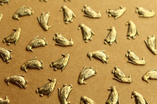 10 pc. Tiny Antique Brass Plated Penguins: 9.5mm by 6mm - made in USA | AB-261