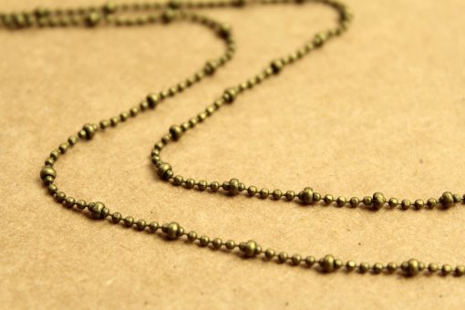 150 ft. Antique Brass Plated Brass Beaded Ball Chain, 1.5mm - 3mm, Nickel and Lead Free | CH-004-150ft