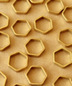 50 pc. Raw Brass Hexagon Links: 12mm | FI-025*