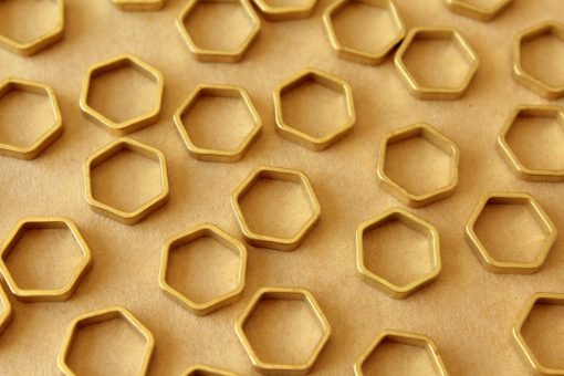 50 pc. Raw Brass Hexagon Links: 12mm | FI-025*