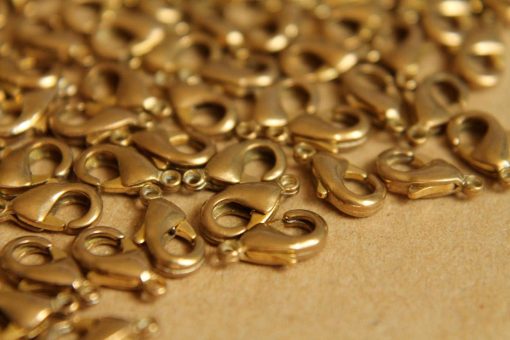 12 pc. Raw Brass Lobster Clasps, 5mm x 10mm | FI-038