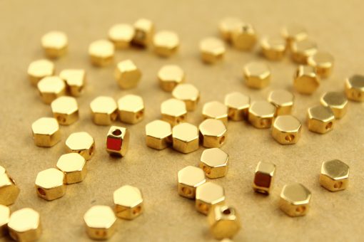 12 pc. Gold Plated Brass Hexagon Beads, 5mm by 5.5mm | FI-039*