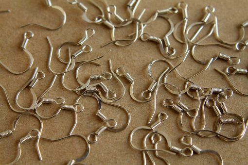 100 pc. Silver Plated Flattened Fishhook Earwires 14mm long | FI-043