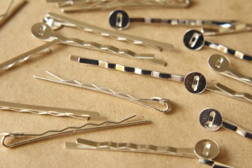 20 pc. Bright Silver Bobby Pins, 8mm pad | FI-177