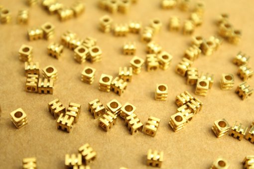 100 pc. Raw Brass Fancy Cube Spacer Beads, 2.5mm by 3mm | FI-178*