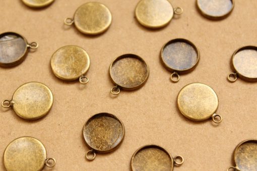 20 pc. Antique Bronze Round Cabochon Setting Pendant 12mm | FI-310
