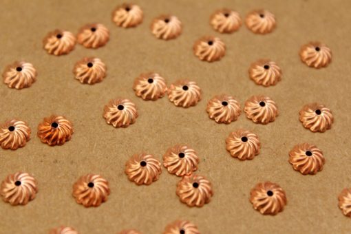 100 pc. Rose Gold Plated Brass Swirl Bead Caps, 7mm  | FI-312