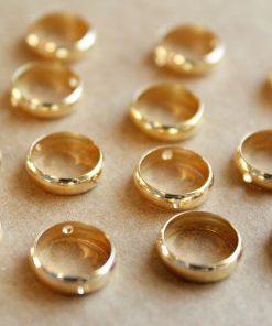 8 pc. Gold Plated Spinner Rings: 10mm outer diameter, 7.5mm inner diameter | FI-494