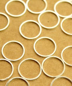 50 pc. Bright Silver Plated Brass Circle Links: 14mm diameter | FI-526