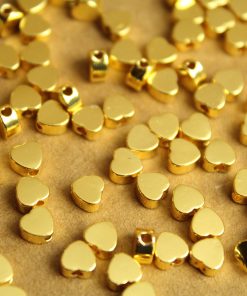 18 pc. Gold Plated Brass Heart Beads, 5mm by 4.5mm | FI-543