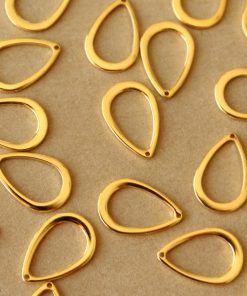 10 pc. Gold Plated Stainless Steel Teardrop Charms, 17mm by11mm | FI-656