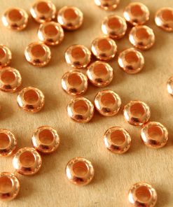 50 pc. Rose Gold Plated Brass Rondelle Spacer Beads, 5mm by 2.5mm | FI-679