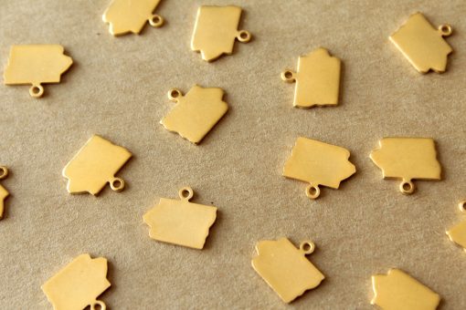 6 pc. Gold Plated Brass Iowa State Charms / Blanks: 12mm by 10mm - made in USA | GLD-010*