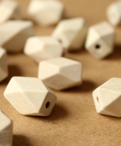 25 pc. Faceted Wood Barrel Beads, 16mm by 10mm by 10mm | MIS-097
