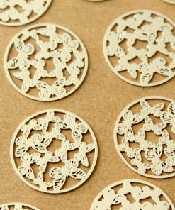 10 pc. Laser Cut Silver Circle Shaped Butterfly Drops, 20mm in diameter | MIS-098*
