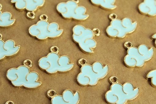 10 pc. Blue and Gold Enameled Cloud Charms, 15mm x 19mm | MIS-173*