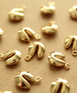 3 pc. Gold Plated Fortune Cookie Charms, 11mm x 9mm x 4mm | MIS-200