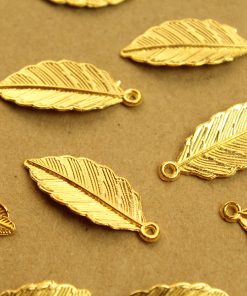 15 pc. Gold Plated Leaf Charms, 31.5mm by 12.5mm | MIS-201*