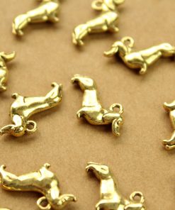 20 pc. Antique Gold Dachshund Dog Charms, 13mm x 18mm | MIS-243