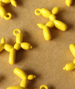 4 pc. Yellow Enameled Balloon Dog Charms, 18mm x 15mm | MIS-465