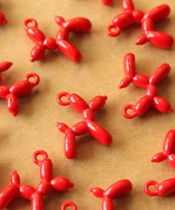 4 pc. Red Enameled Balloon Dog Charms, 18mm x 15mm | MIS-466