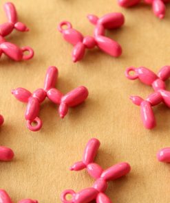 4 pc. Pink Enameled Balloon Dog Charms, 18mm x 15mm | MIS-467