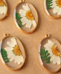 2 pc. Dried Flower Resin Pendants, 37mm x 23mm | MIS-474