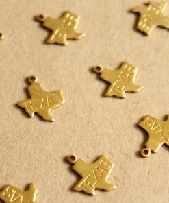 8 pc. Raw Brass Stamped Texas State Charms: 12.5mm by 14.5mm - made in USA | RB-1069