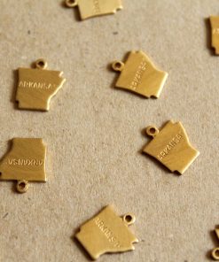 8 pc. Raw Brass Stamped Arkansas State Charms: 10.5mm by 12mm - made in USA | RB-1075