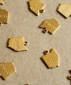 8 pc. Raw Brass Stamped Ohio State Charms: 9mm by 12mm - made in USA | RB-1088