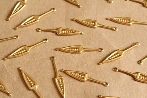 16 pc. Raw Brass Fancy Dangle Charms : 33mm by 6mm - made in USA | RB-1111