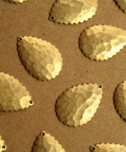 10 pc. Raw Brass Hammered Domed Teardrops with Scalloped Edges: 22mm by 15mm - made in USA | RB-1247