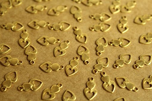 20 pc. Raw Brass Heart Drops: 12mm by 6.5mm - made in USA | RB-1289