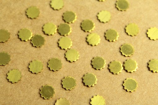 30 pc. Tiny Raw Brass Serrated Circle Stampings: 6mm diameter - made in USA | RB-1293