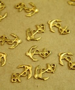 8 pc. Small Raw Brass Anchor with Rope Charms: 11.5mm by 8mm - made in USA | RB-384