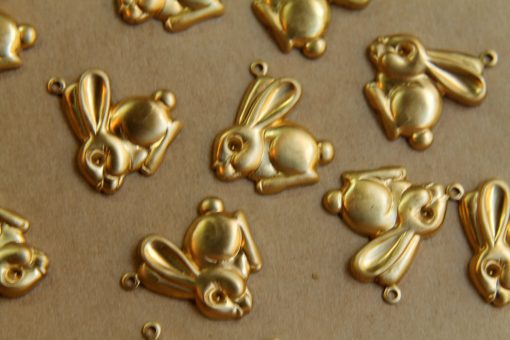 10 pc. Raw Brass Bunny Charms: 19.5mm by 22mm - made in USA | RB-411