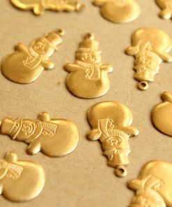 8 pc. Raw Brass Snowman Charms: 25.5mm by 13mm - made in USA | RB-679