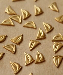 24 pc. Tiny Raw Brass Sailboat Stampings - Right : 7mm by 9mm - made in USA | RB-743