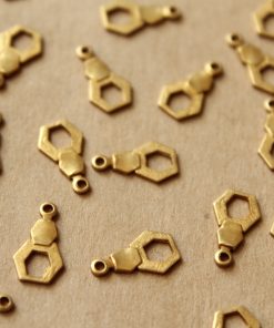 20 pc. Raw Brass Hexagon Drops: 12mm by 8mm - made in USA | RB-760