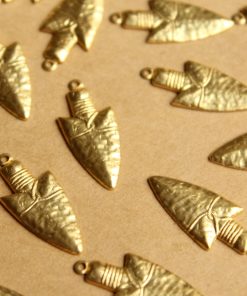14 pc. Raw Brass Arrowheads: 26.5mm by 12mm - made in USA | RB-797