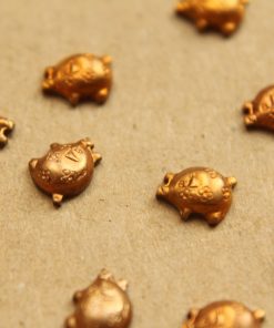 12 pc. Tiny Raw Brass Piggy Bank Stampings: 7.5mm by 6mm - made in USA | RB-846