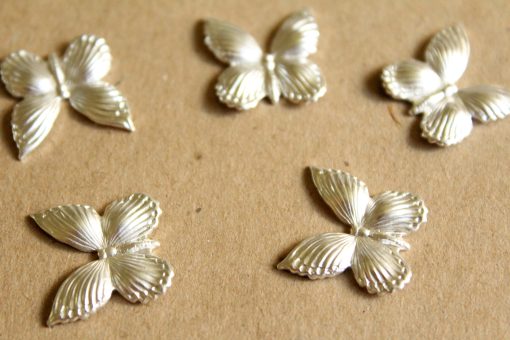 6 pc. Silver Plated Brass Butterflies: 17mm by 17mm - made in USA | SI-100