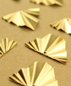 10 pc. Raw Brass Folded Fan Charms: 29mm by 22mm | MIS-245*