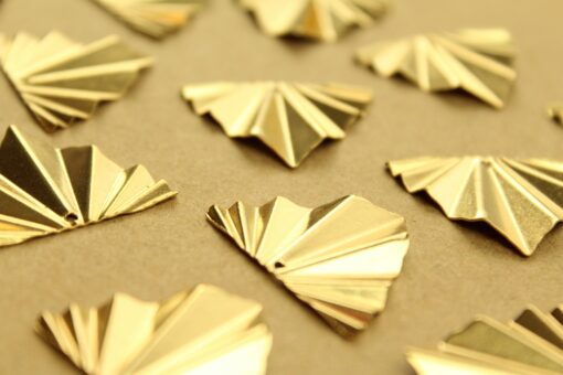 10 pc. Raw Brass Folded Fan Charms: 29mm by 22mm | MIS-245*