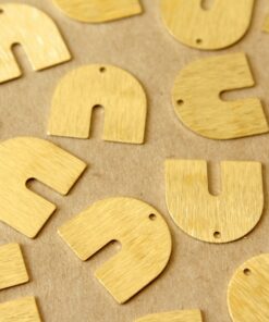 10 pc. Raw Brass Brushed Rainbow Charms: 17mm by 15.5mm | MIS-268*