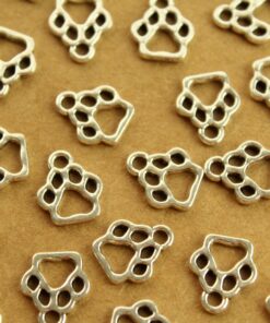 15 pc. Small Antique Silver Paw Charms: 11mm by 10mm | MIS-251